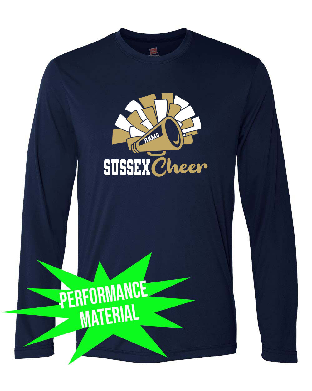 Sussex Middle Cheer Performance Material Design 2 Long Sleeve Shirt