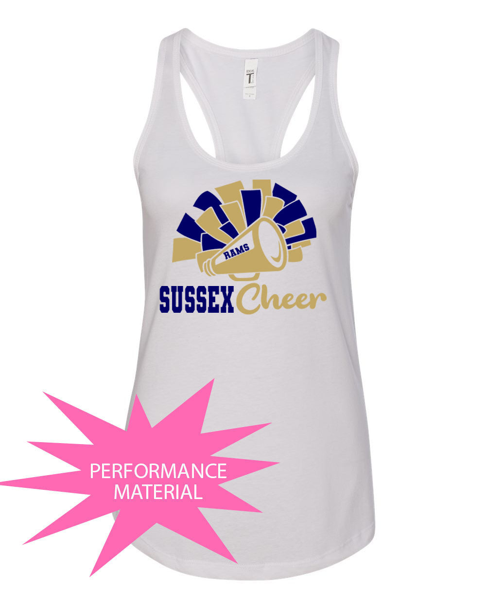 Sussex Middle Cheer Performance Racerback Tank Top Design 2