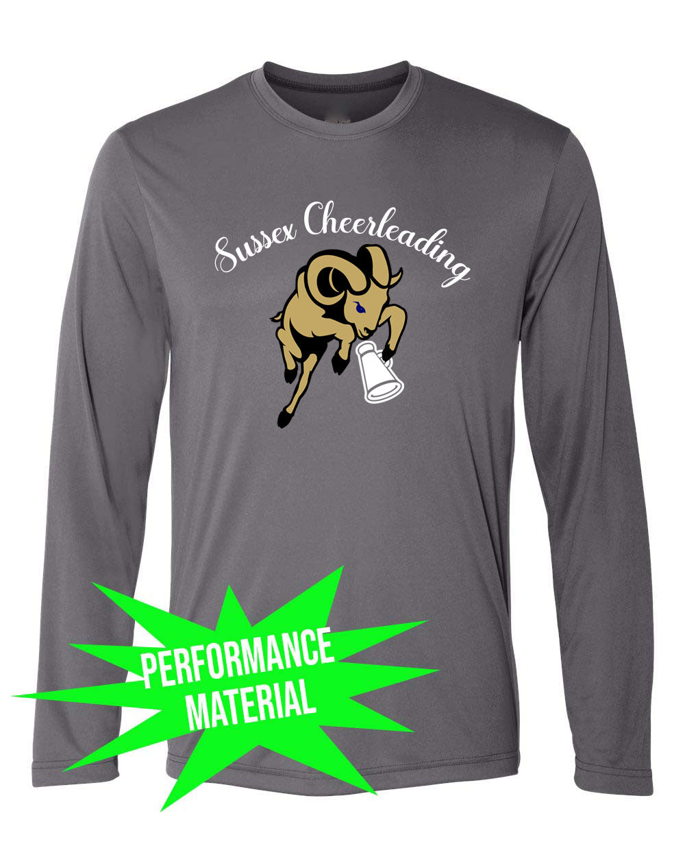 Sussex Middle Cheer Performance Material Design 3 Long Sleeve Shirt