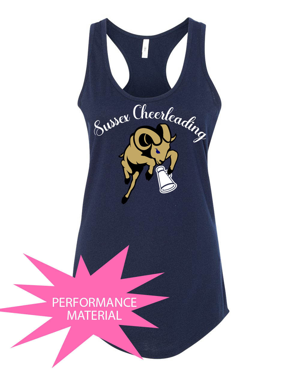 Sussex Middle Cheer Performance Racerback Tank Top Design 3