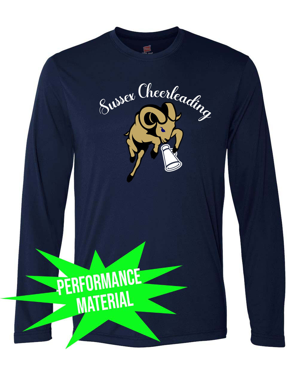 Sussex Middle Cheer Performance Material Design 3 Long Sleeve Shirt