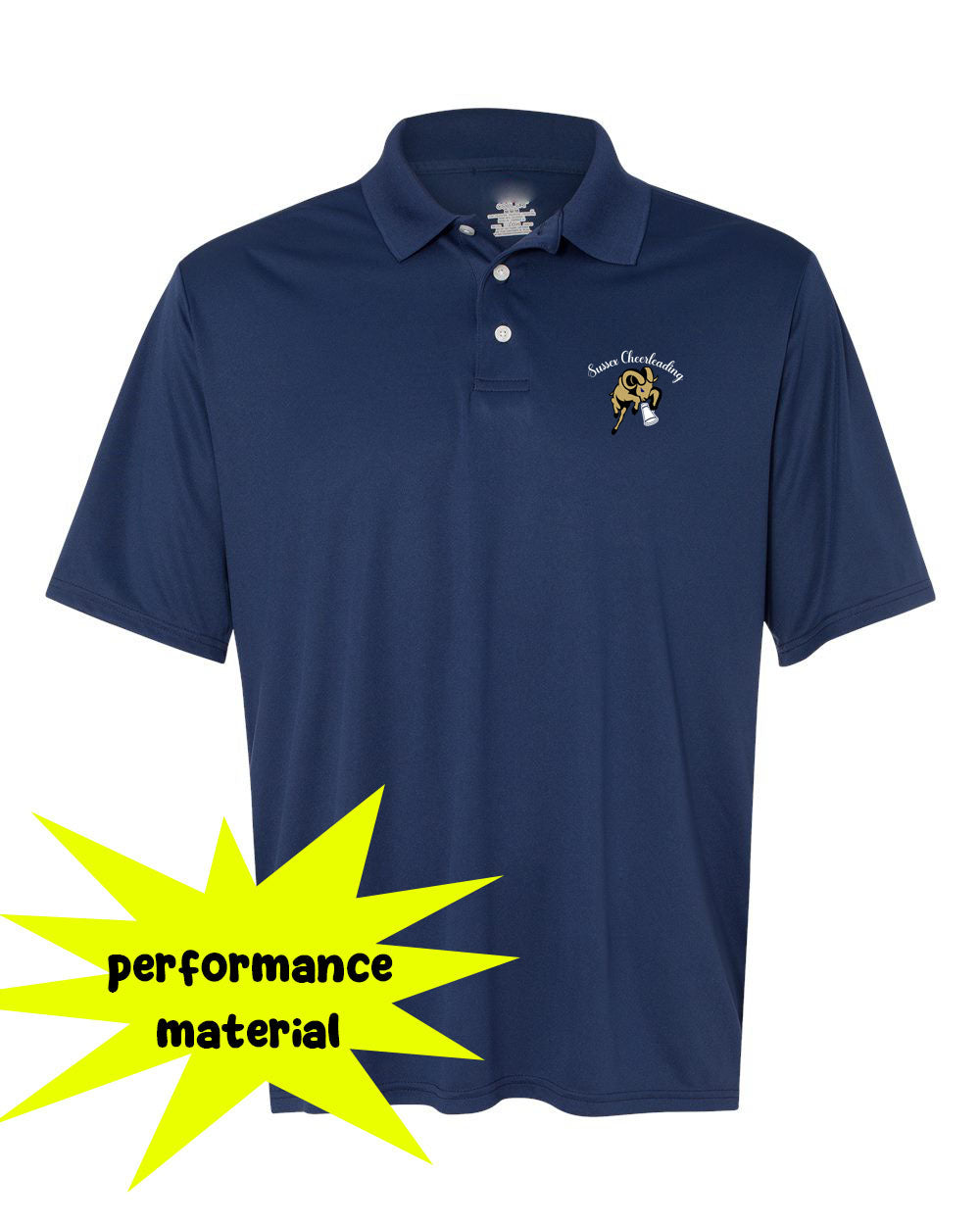 Sussex Middle Cheer Performance Material Polo T-Shirt Design 3