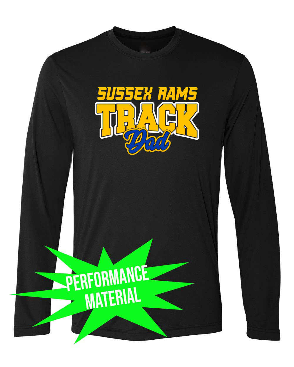 Sussex Rams Track Performance Material Long Sleeve Shirt Design 1