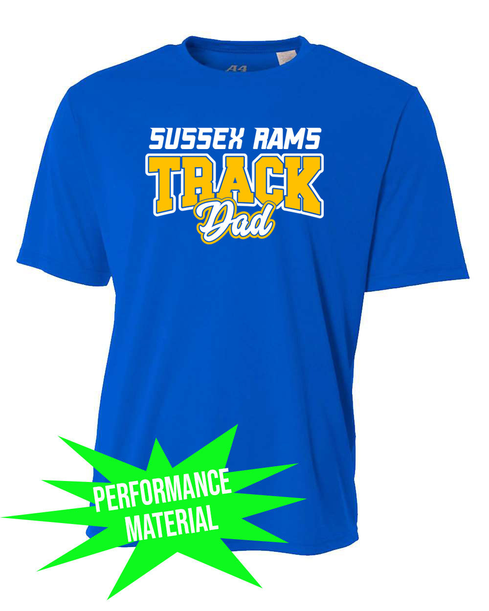 Sussex Rams Track Performance Material T-Shirt Design 1