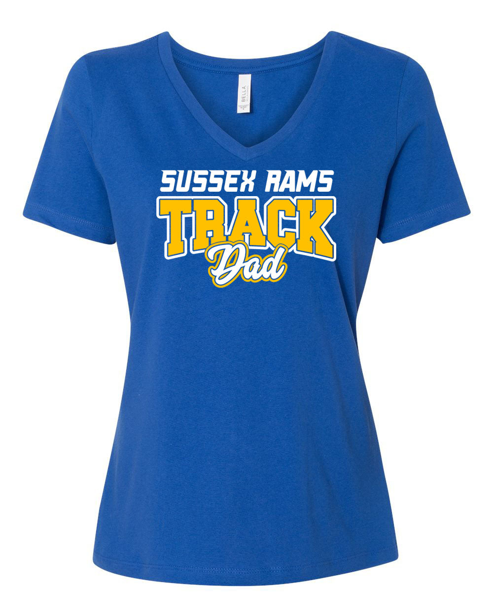 Sussex Rams Track V-neck T-Shirt Design 1