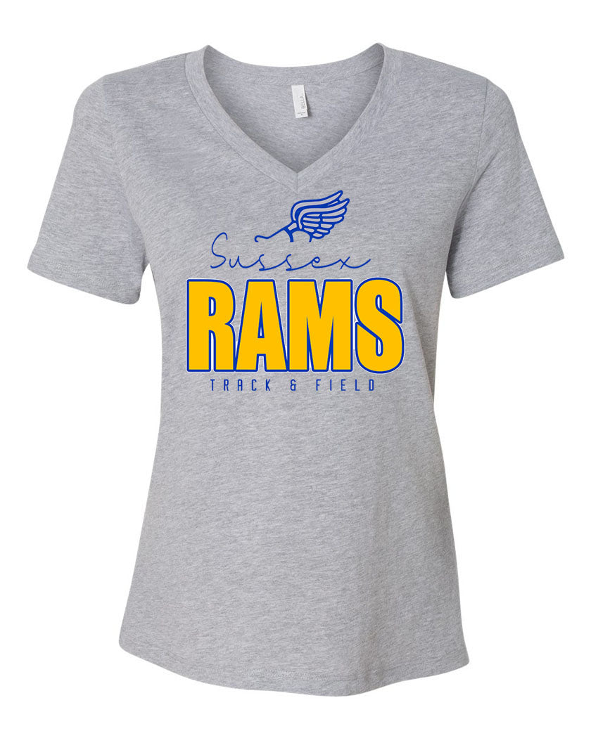 Sussex Rams Track V-neck T-Shirt Design 4