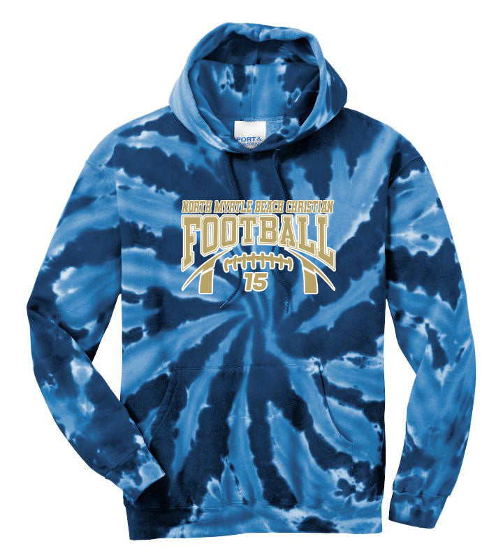 NMB Christian School Football Tie-Dye Hooded Sweatshirt Design 1