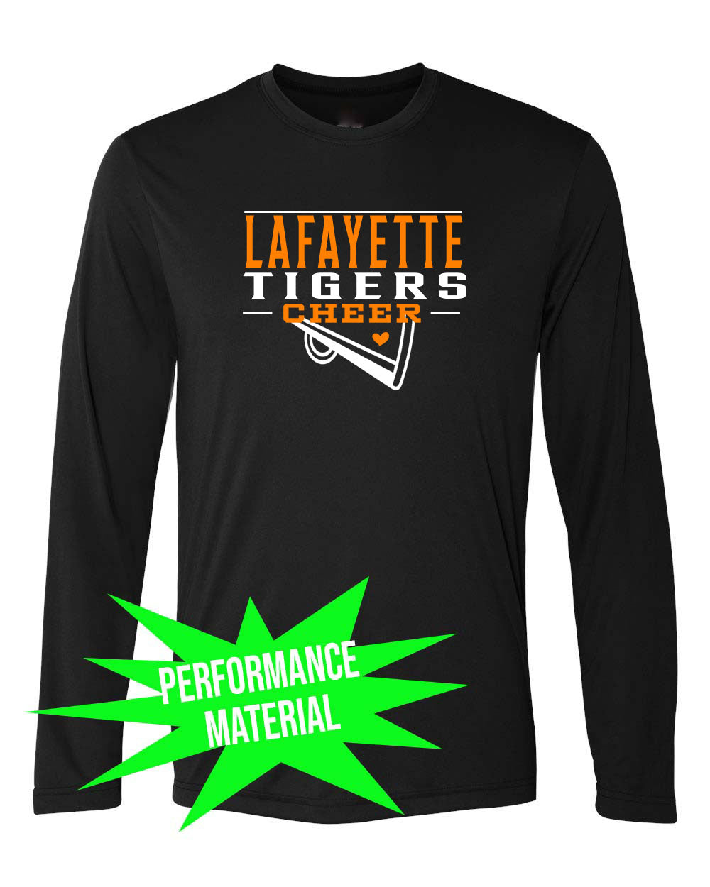 Tigers Cheer Performance Material Long Sleeve Shirt Design 1