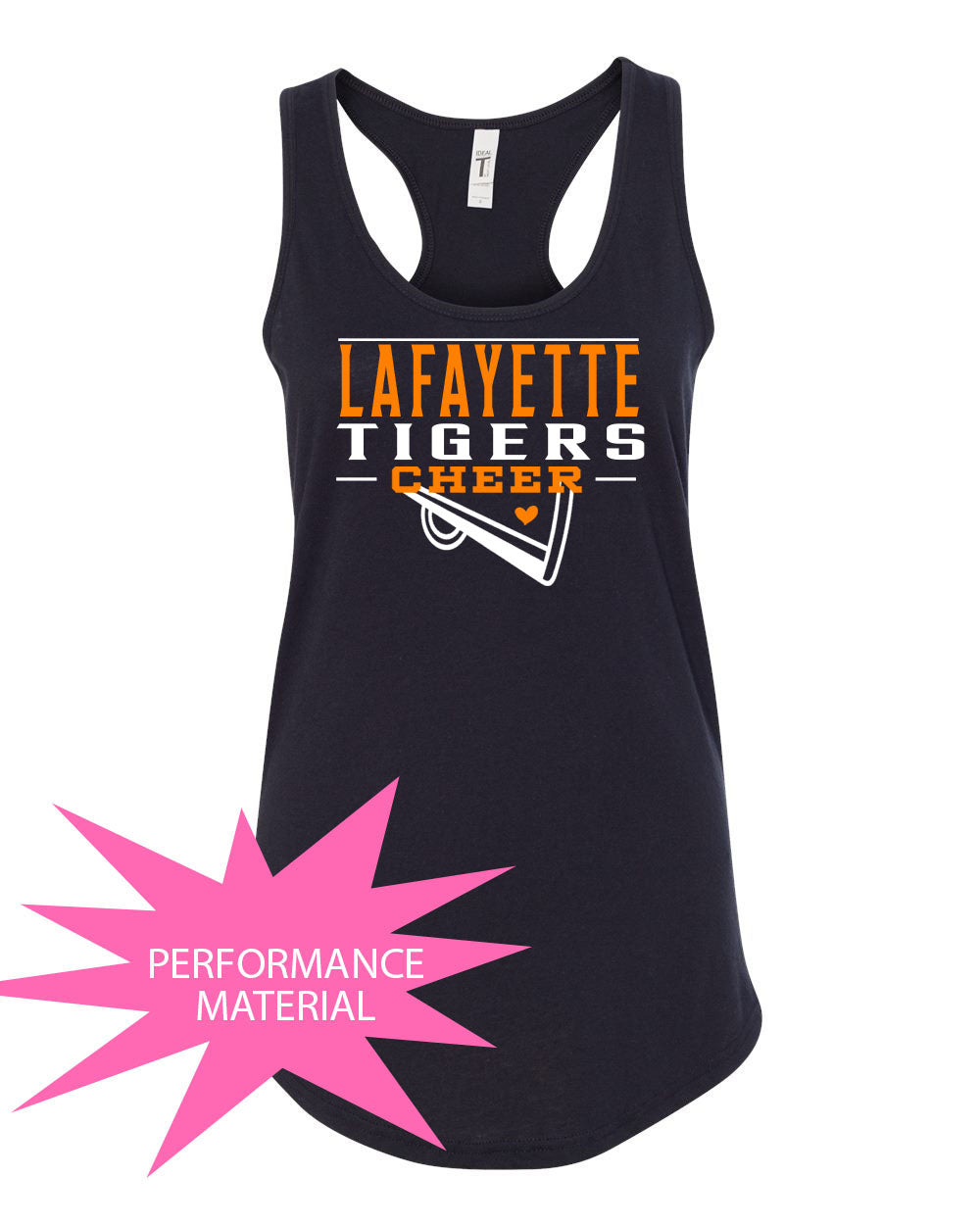 Tigers Cheer Performance Racerback Tank Top Design 1