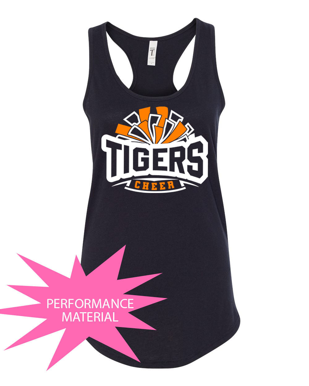 Tigers Cheer Performance Racerback Tank Top Design 2