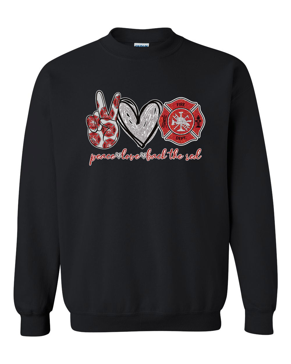Peace love back the red non hooded sweatshirt