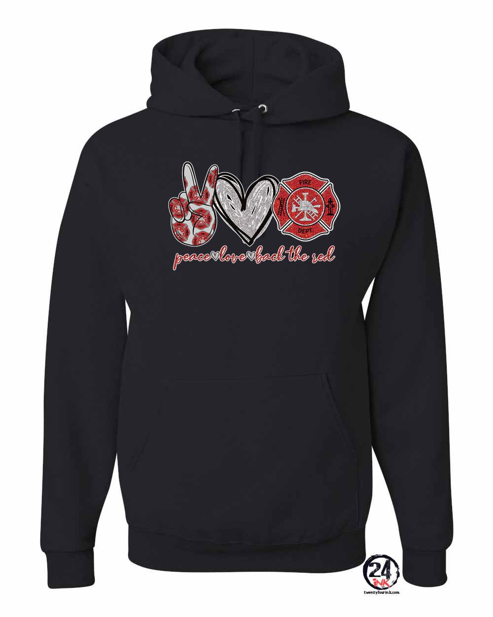 Peace Love Back the red Hooded Sweatshirt