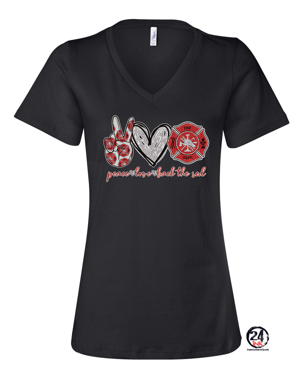 Peace Love Back the Red V-neck T-shirt