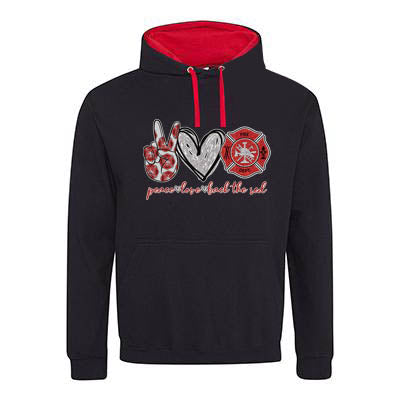 Peace love back the red Colorblock Hooded Sweatshirt