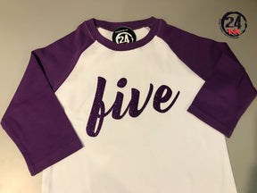 Number Birthday Shirt with Purple sleeves