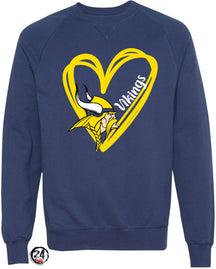 Cedar Mountain Heart non hooded sweatshirt, Vikings