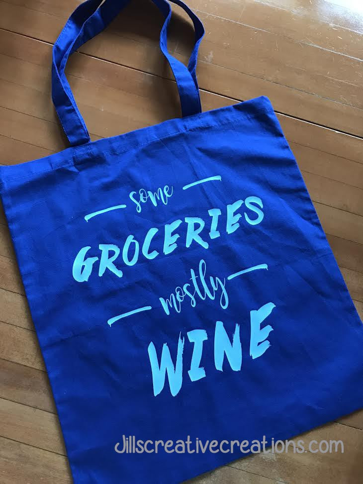Some groceries mostly wine tote bag