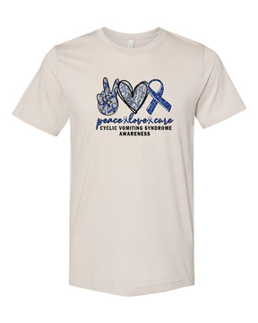 Peace, Love, Cyclic Vomiting Syndrome Awareness T- Shirt