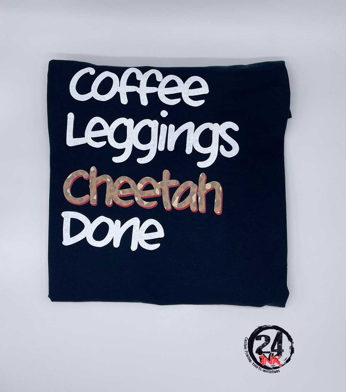 Coffee, leggings, cheetah done t-Shirt