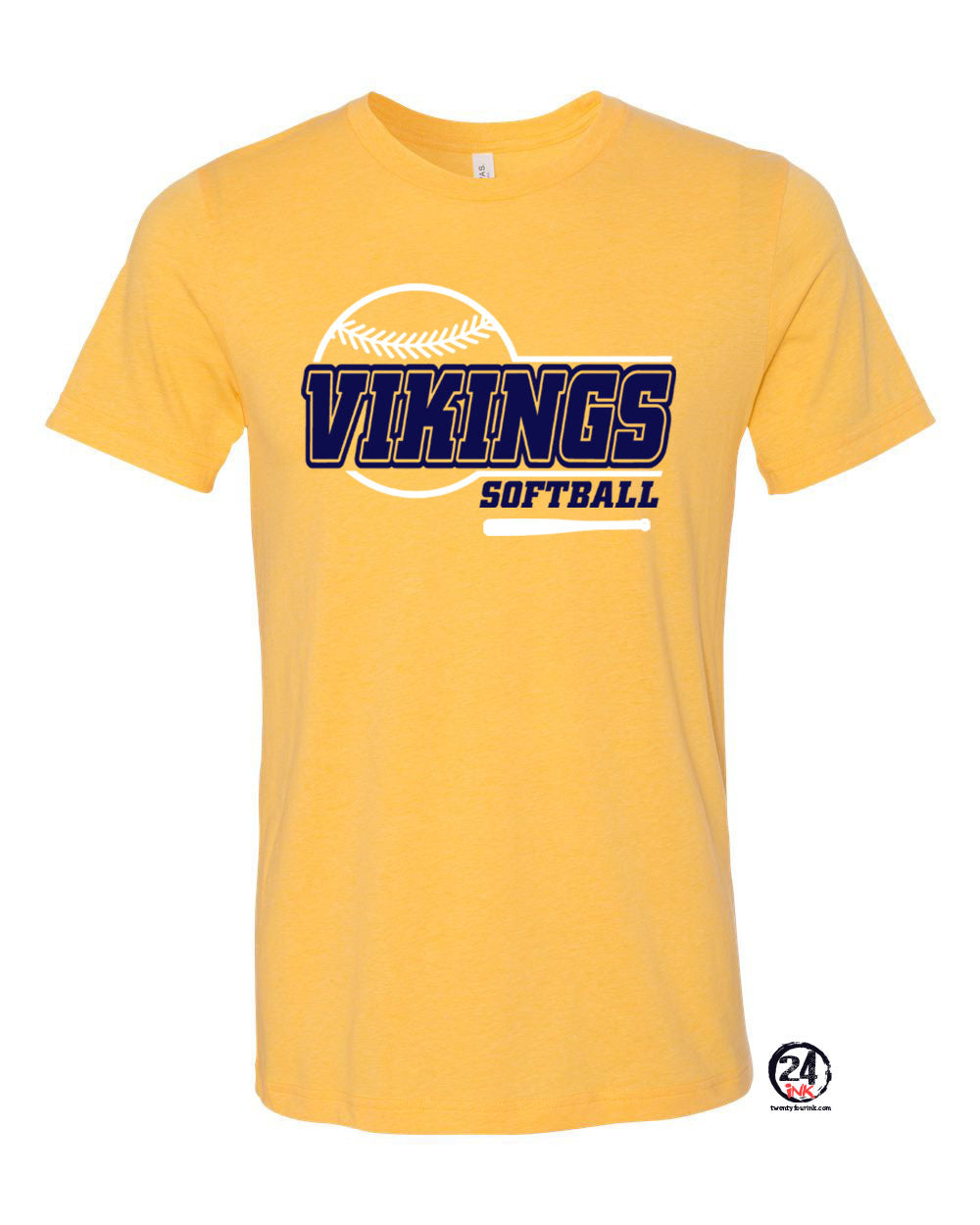 Vernon Vikings Softball Heather Yellow t-Shirt