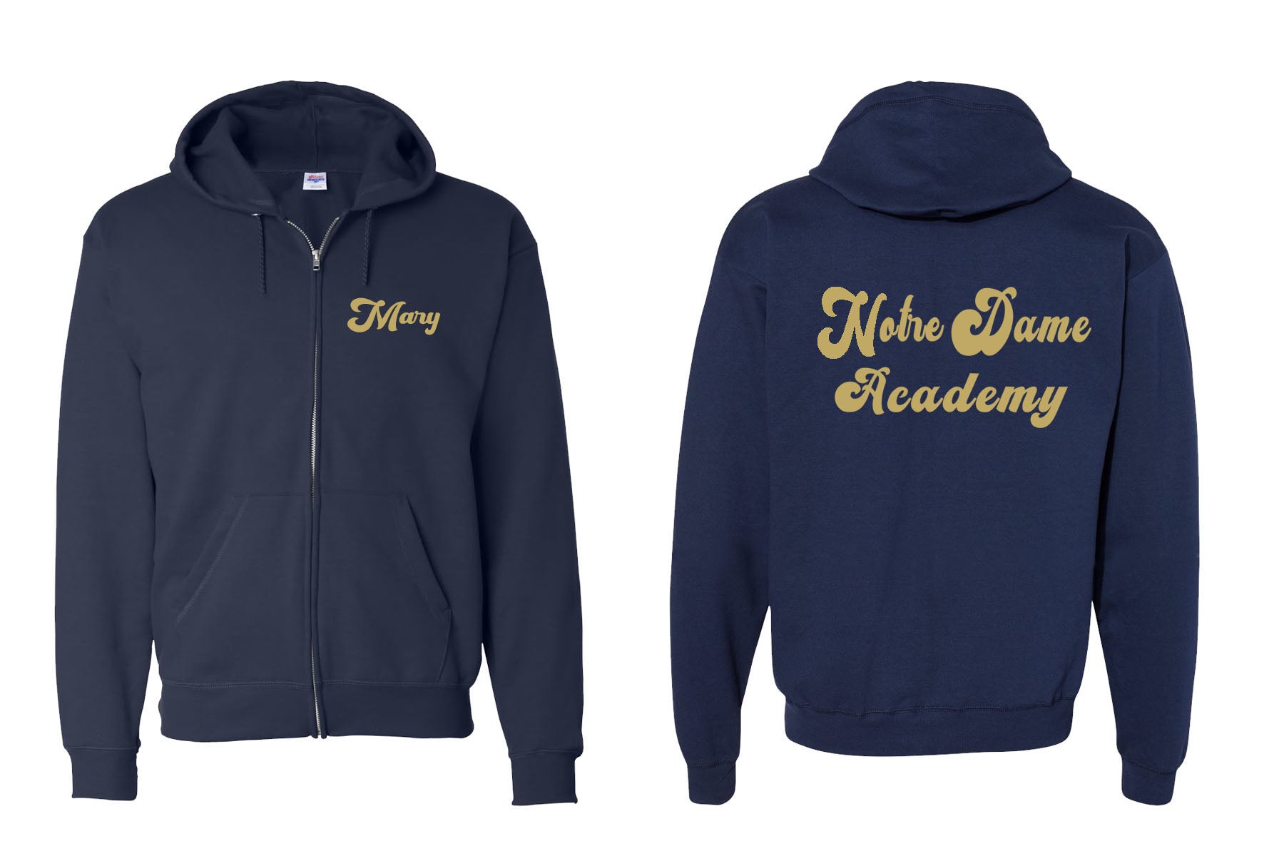 Notre Dame Academy Zip up Sweatshirt