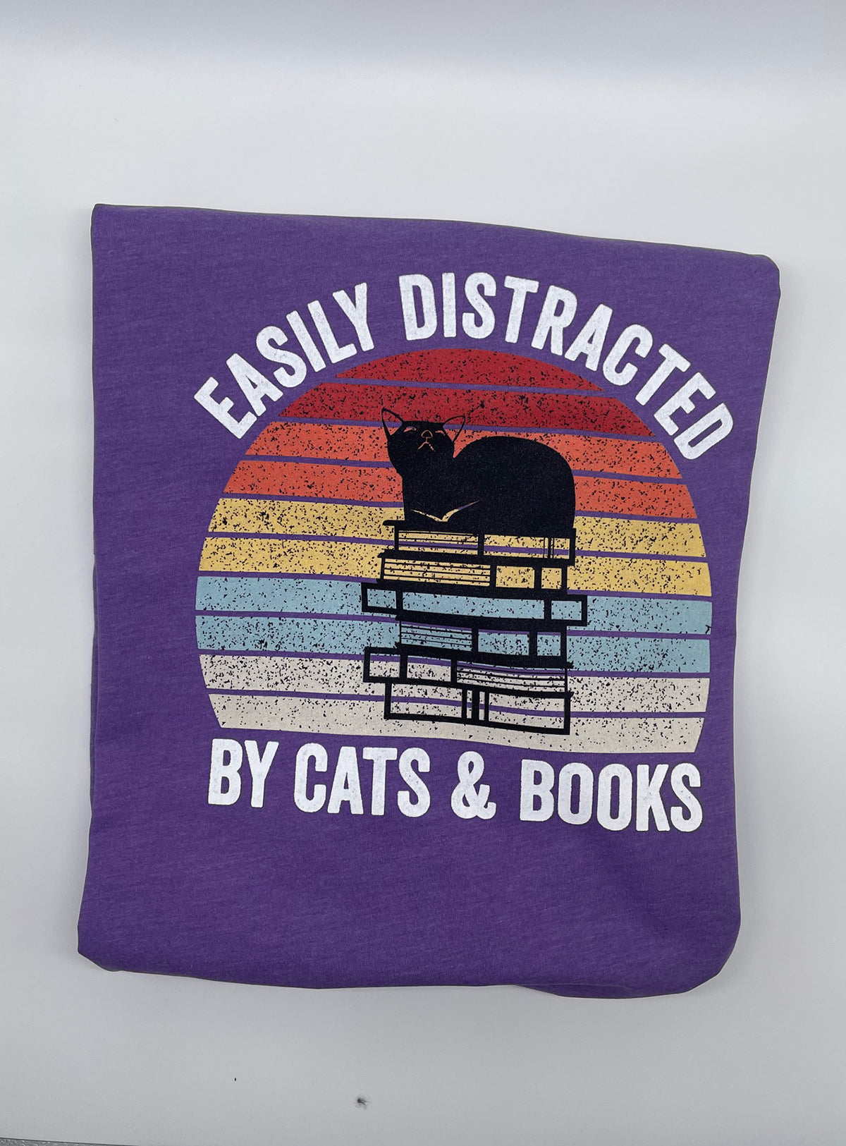 Easily Distracted by Cats and Books T- Shirt