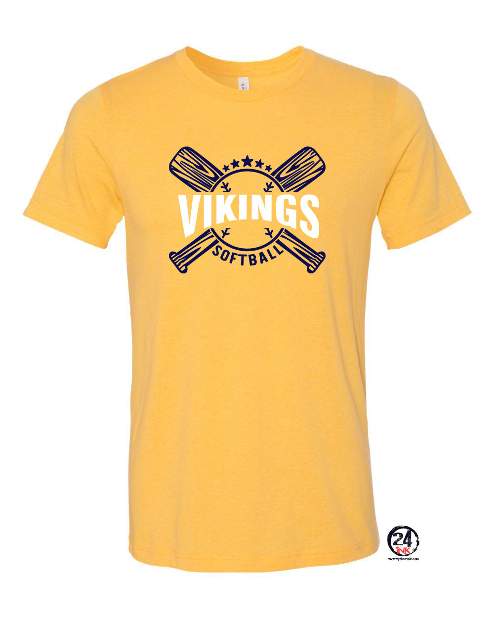 Vikings Bats Softball Heather Yellow t-Shirt