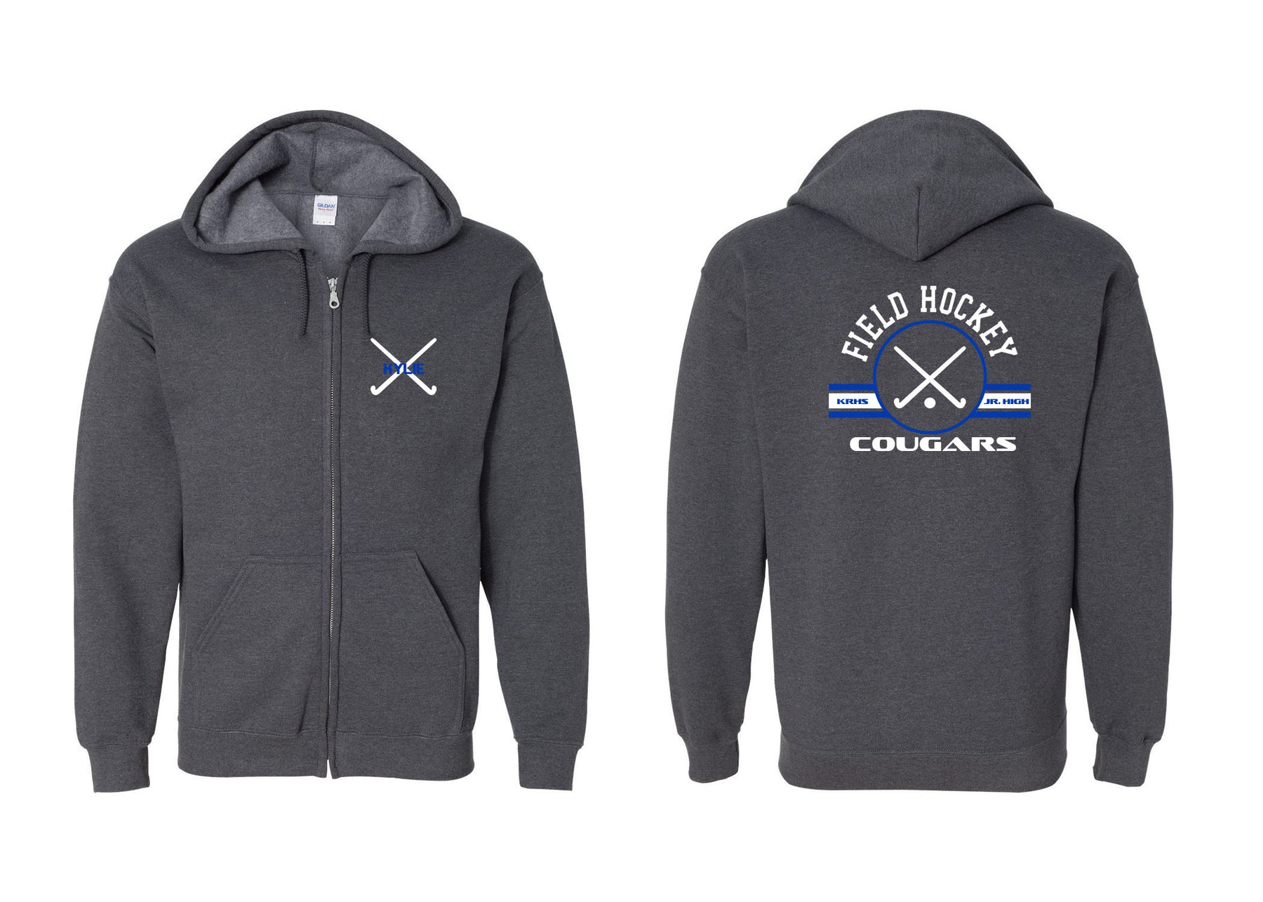 Kittatinny Jr High Field Hockey design 1 Zip up Sweatshirt