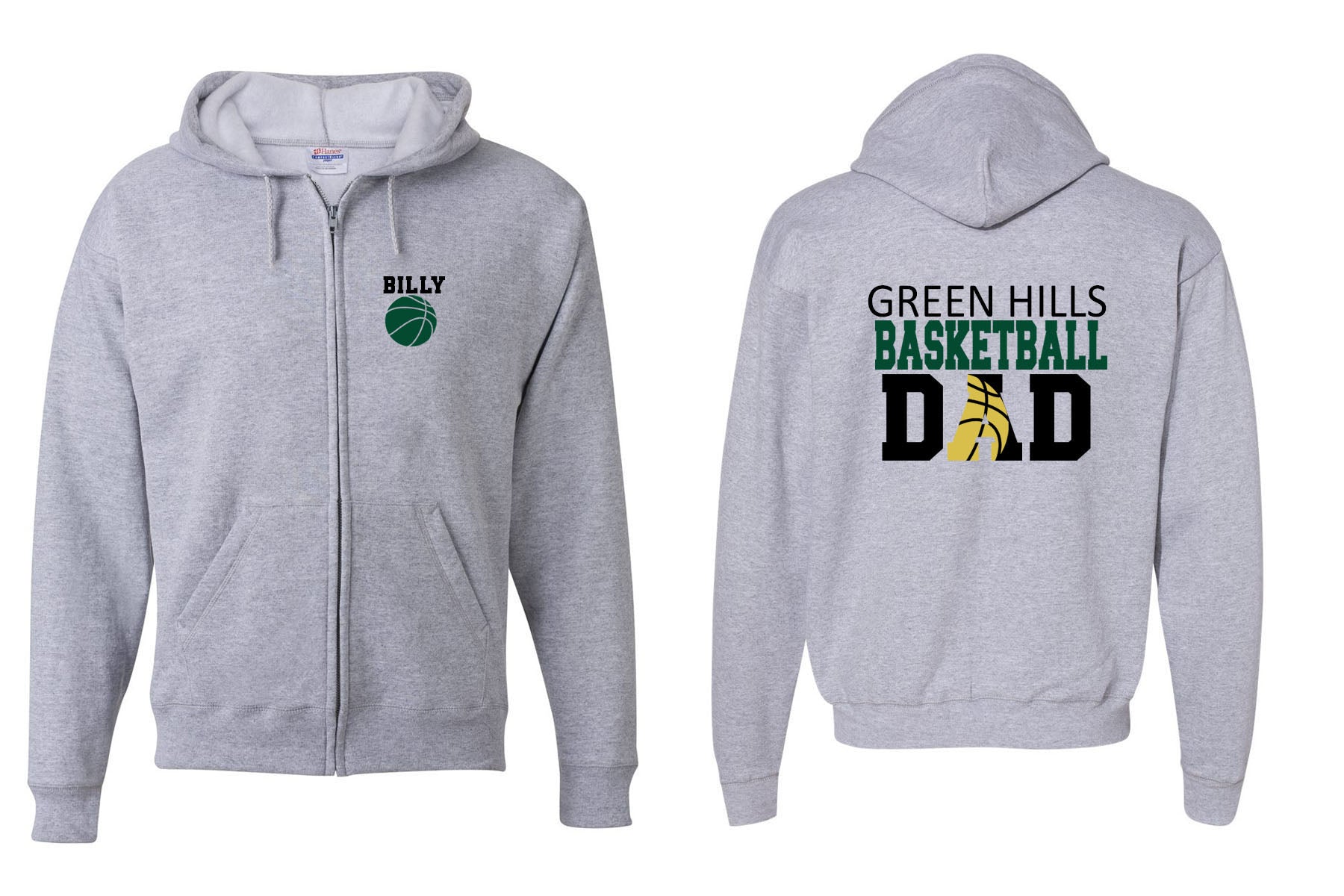Green Hills Basketball design 2 Zip up Sweatshirt