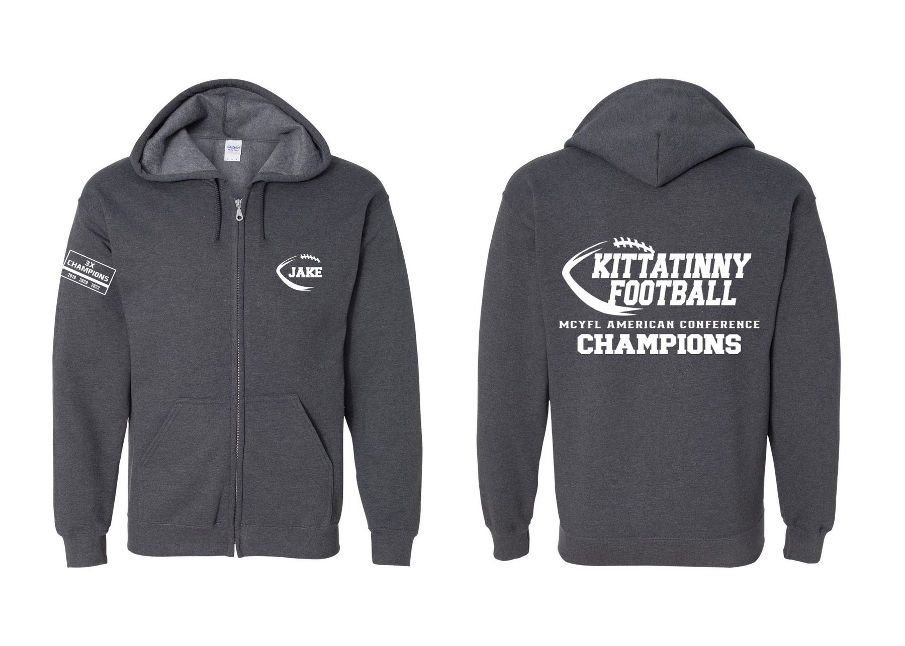 Kittatinny Football Champs Zip up Sweatshirt