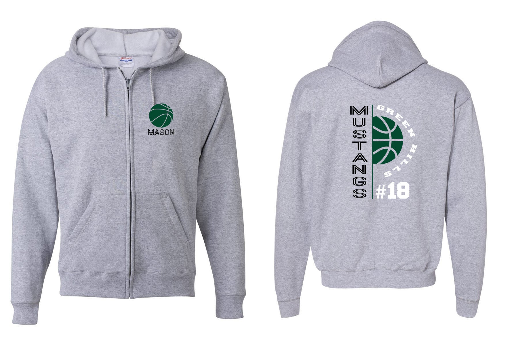 Green Hills Basketball design 4 Zip up Sweatshirt