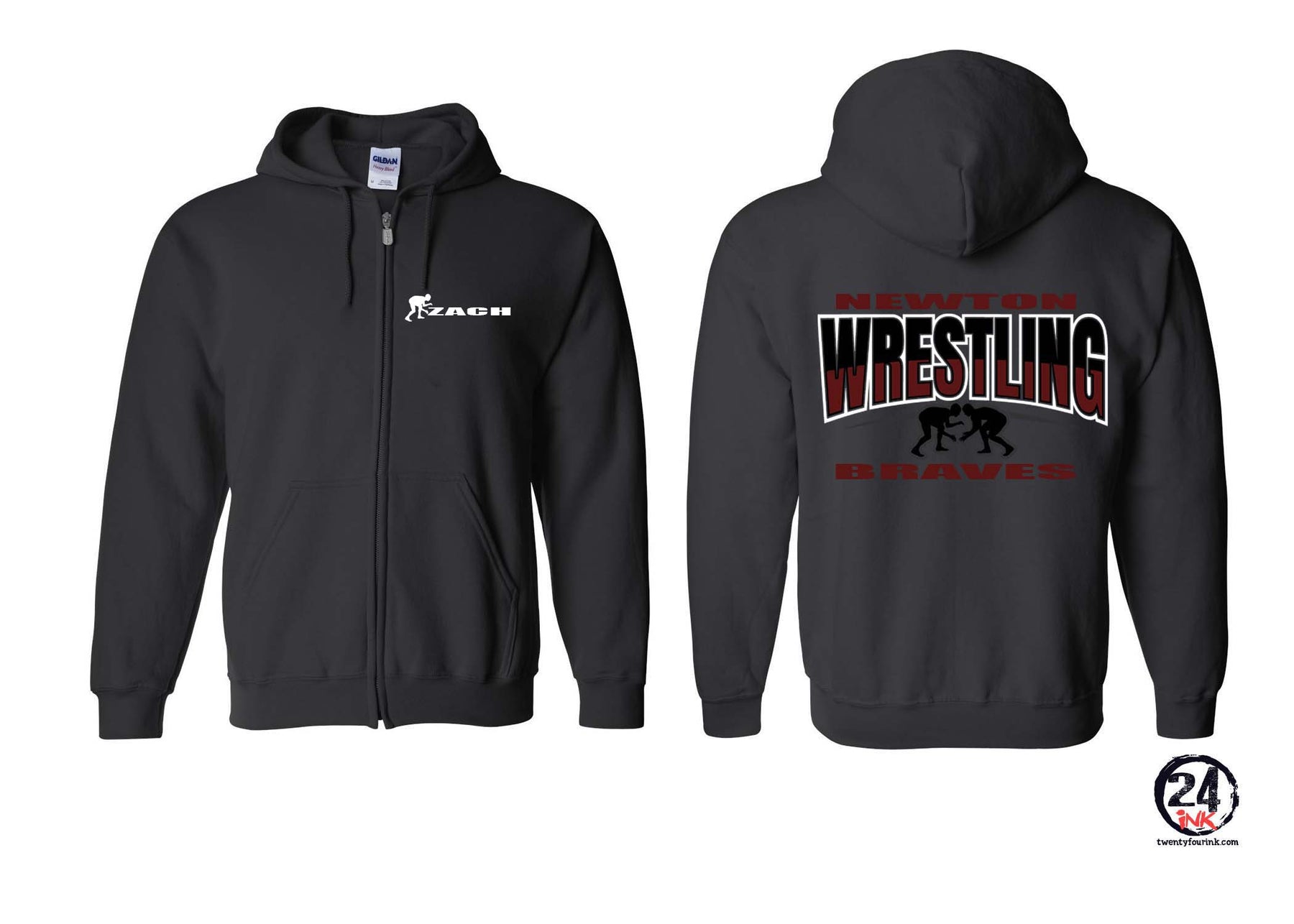 Newton Wrestling design 3 Zip up Sweatshirt