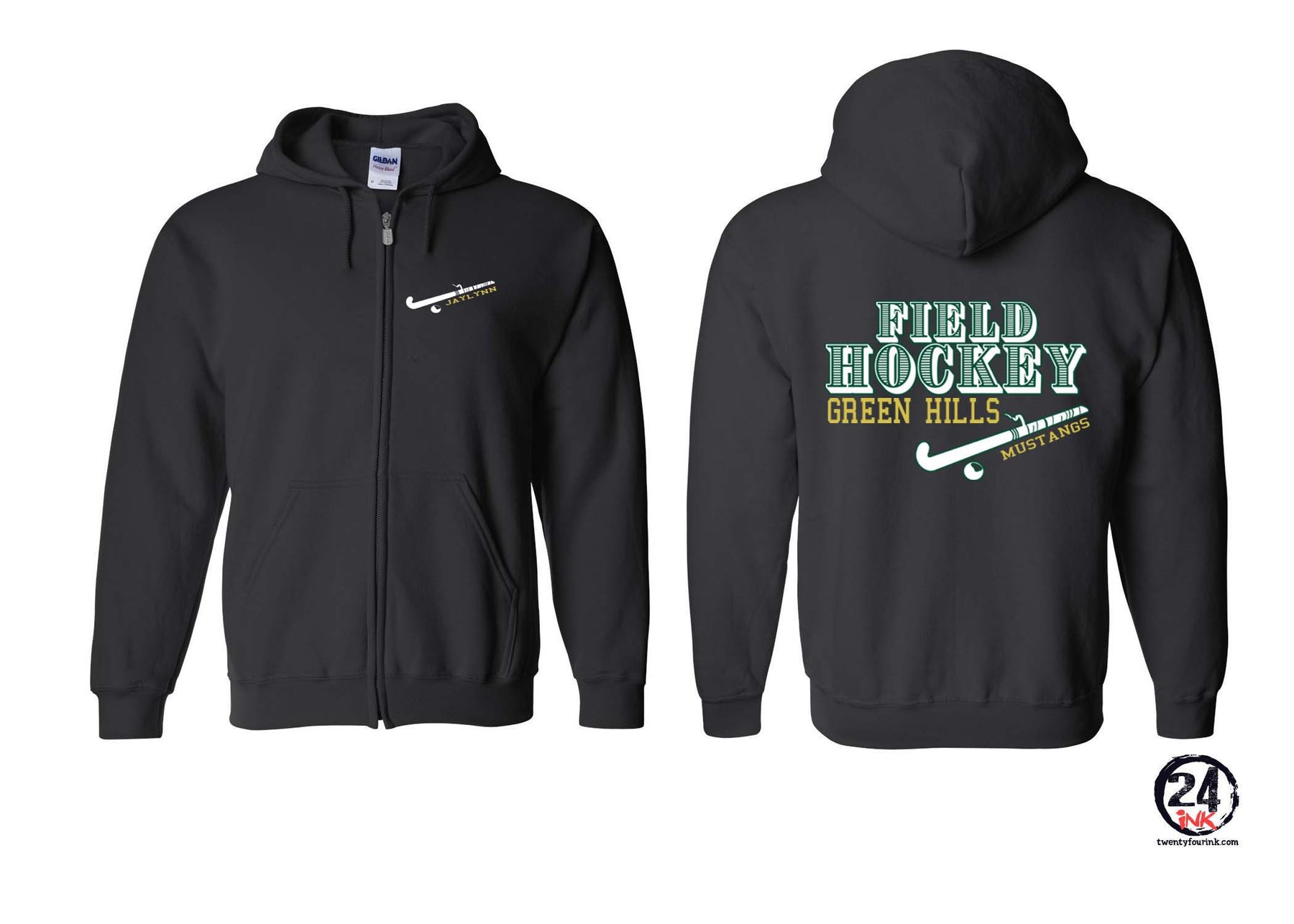 Green Hills Field Hockey design 1 Zip up Sweatshirt