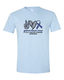 Peace, Love, Cyclic Vomiting Syndrome Awareness T- Shirt