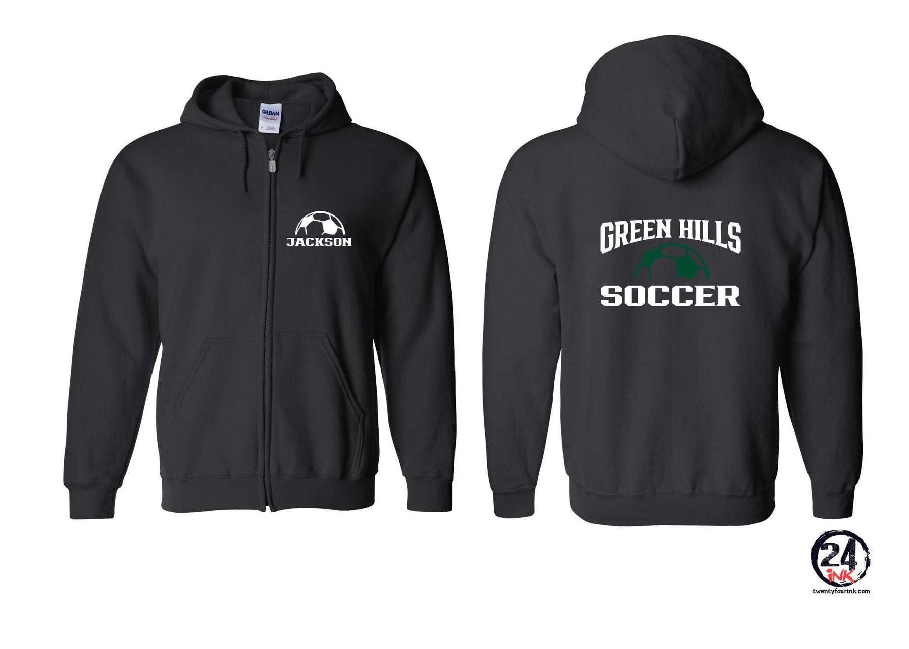 Green Hills Soccer design 1 Zip up Sweatshirt