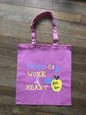 Teacher Tote Bag, work of heart