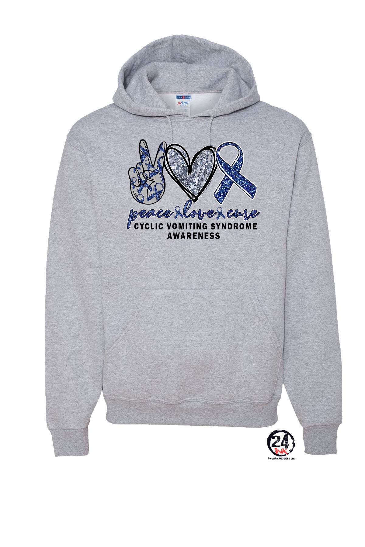 Peace Love Cyclic Vomiting Syndrome Awareness Hooded Sweatshirt