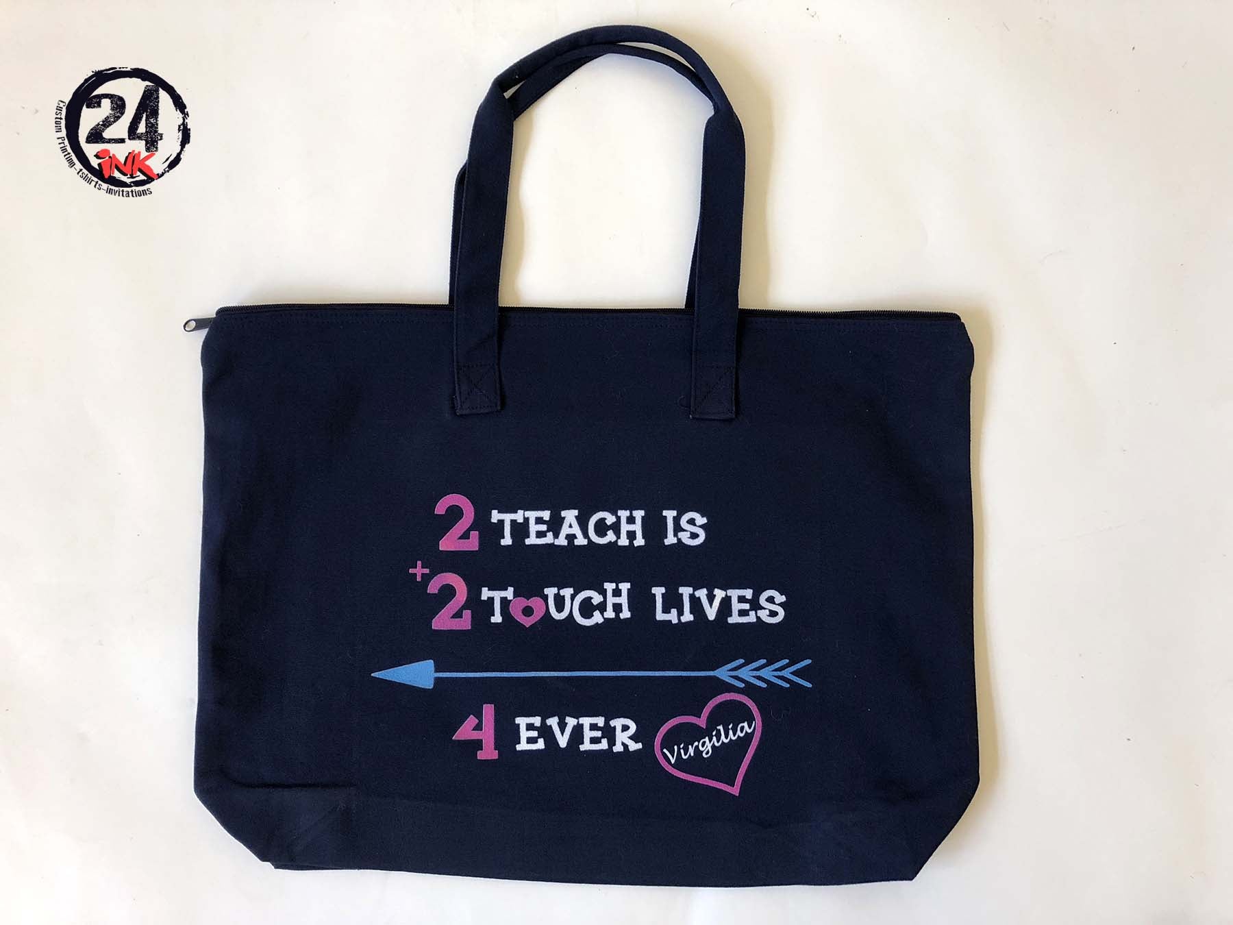 Teacher Tote Bag, 2 teach is 2 touch lives