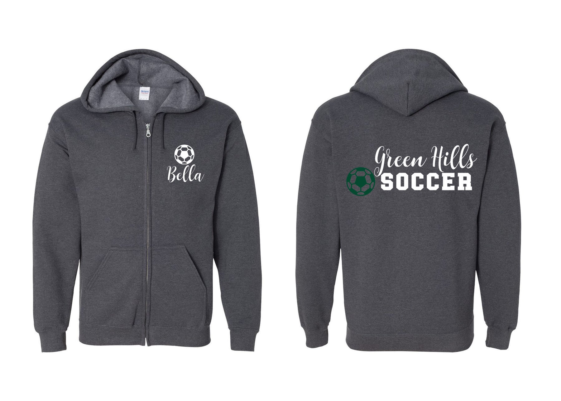 Green Hills Soccer design 3 Zip up Sweatshirt