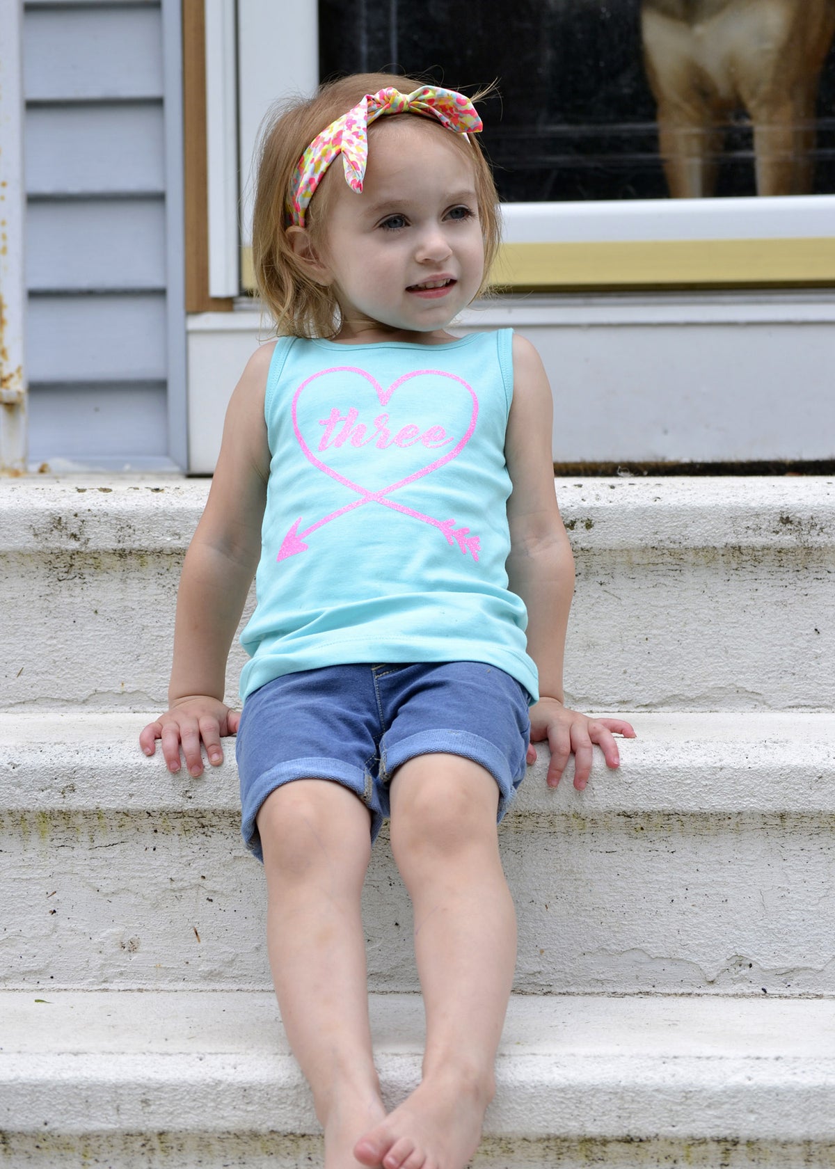 Three, Number Birthday Heart Tank