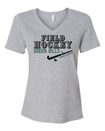 Green Hills Field Hockey Design 1 V-neck T-shirt