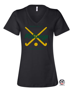 Green Hills Field Hockey Design 2 V-neck T-shirt