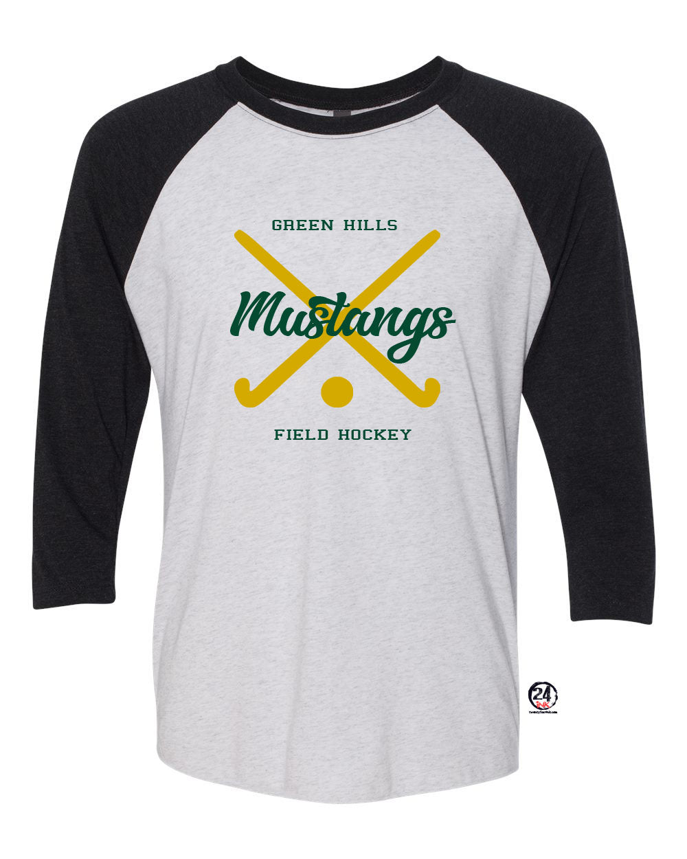 Green Hills Field Hockey design 2 raglan shirt