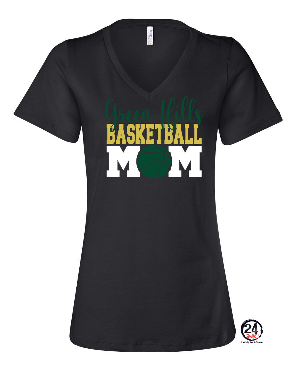 Green Basketball Design 1 V-neck T-shirt