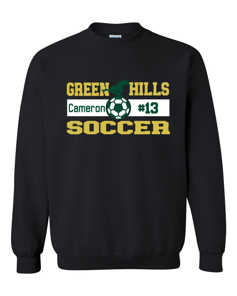 Green Hills Soccer Design 2 non hooded sweatshirt