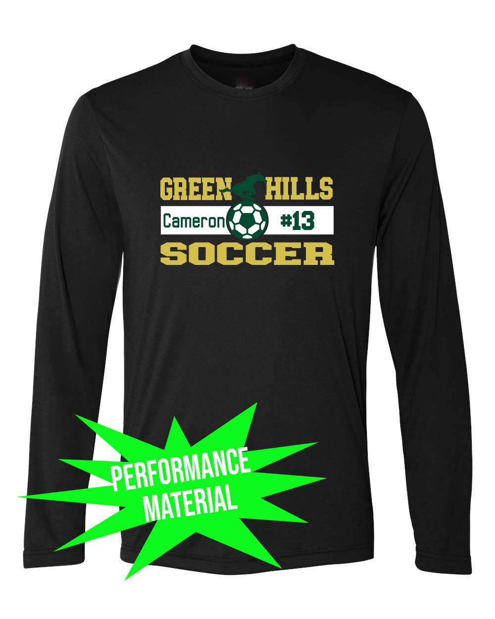 Green Hills Soccer Performance Material Design 2 Long Sleeve Shirt