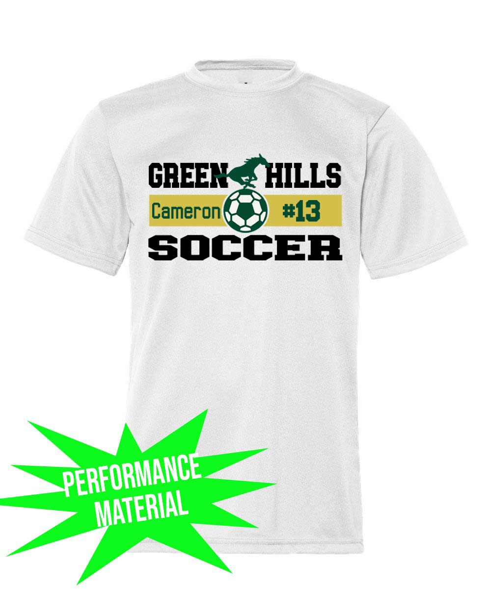 Green Hills Soccer Performance Material design 2 T-Shirt