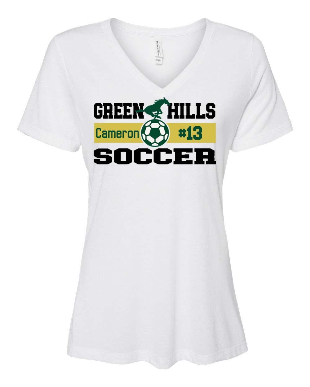 Green Hills Soccer Design 2 V-neck T-shirt