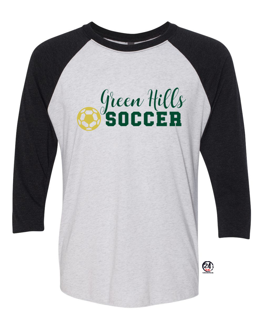 Green Hills Soccer design 3 raglan shirt