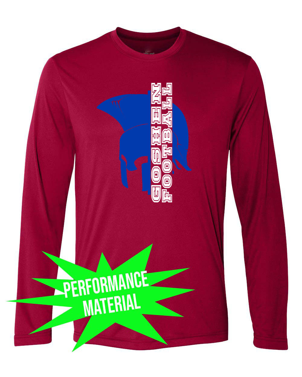 Goshen Football Performance Material Design 7 Long Sleeve Shirt